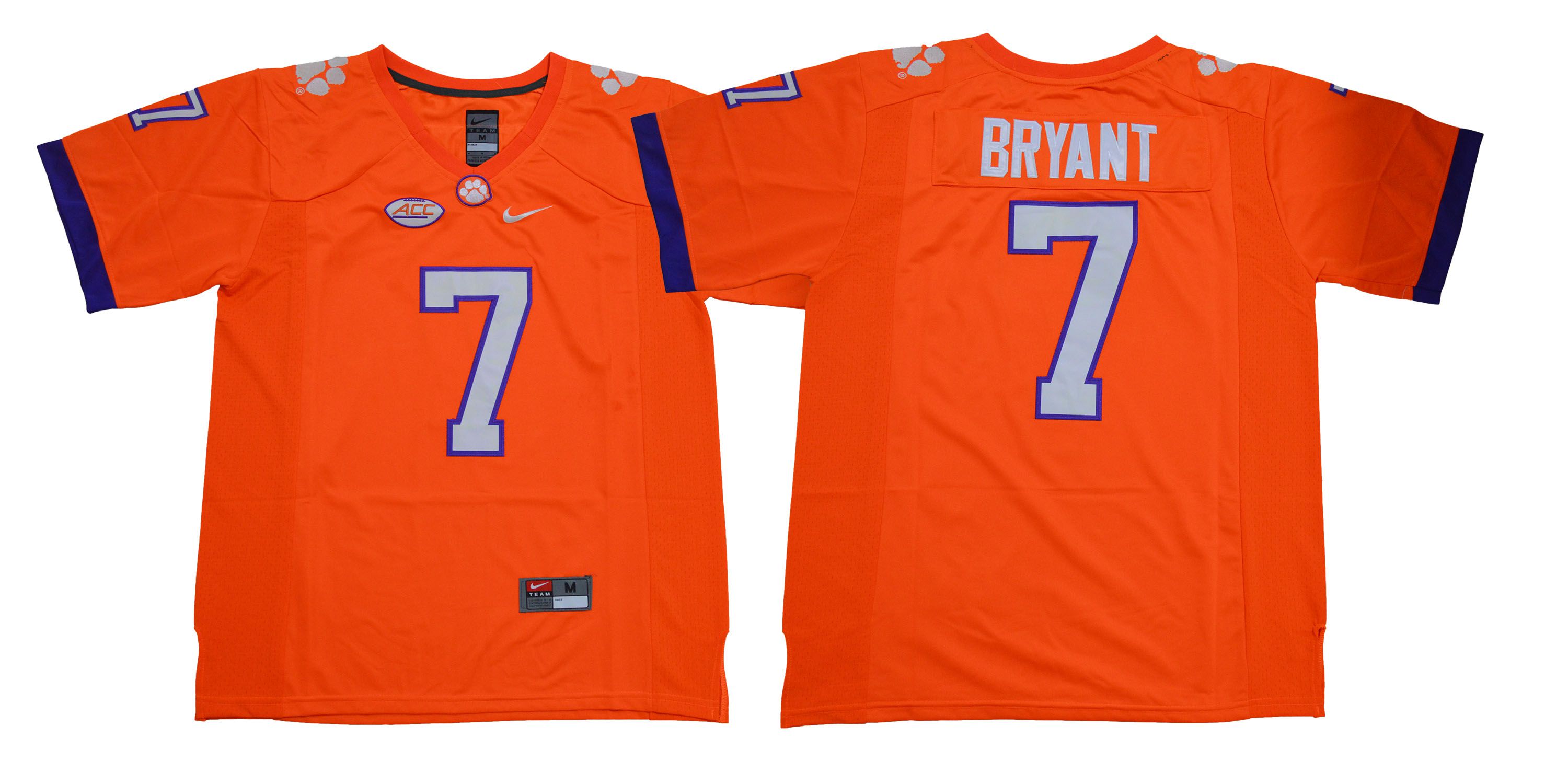 Men Clemson Tigers #7 Bryant Orange NCAA Jerseys->ncaa teams->NCAA Jersey